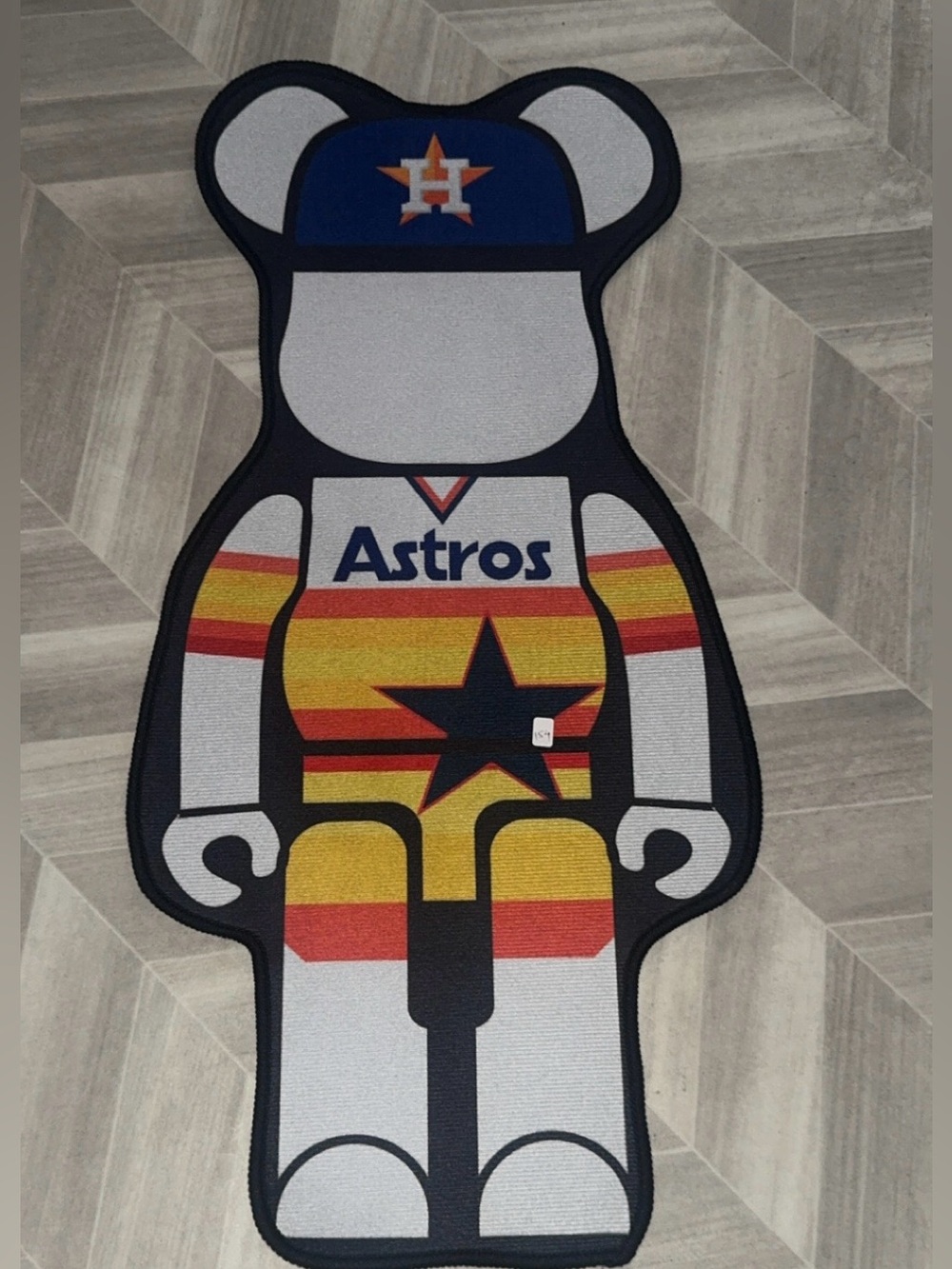 Houston Astros Bearbrick-Style Rug with Retro Stripe